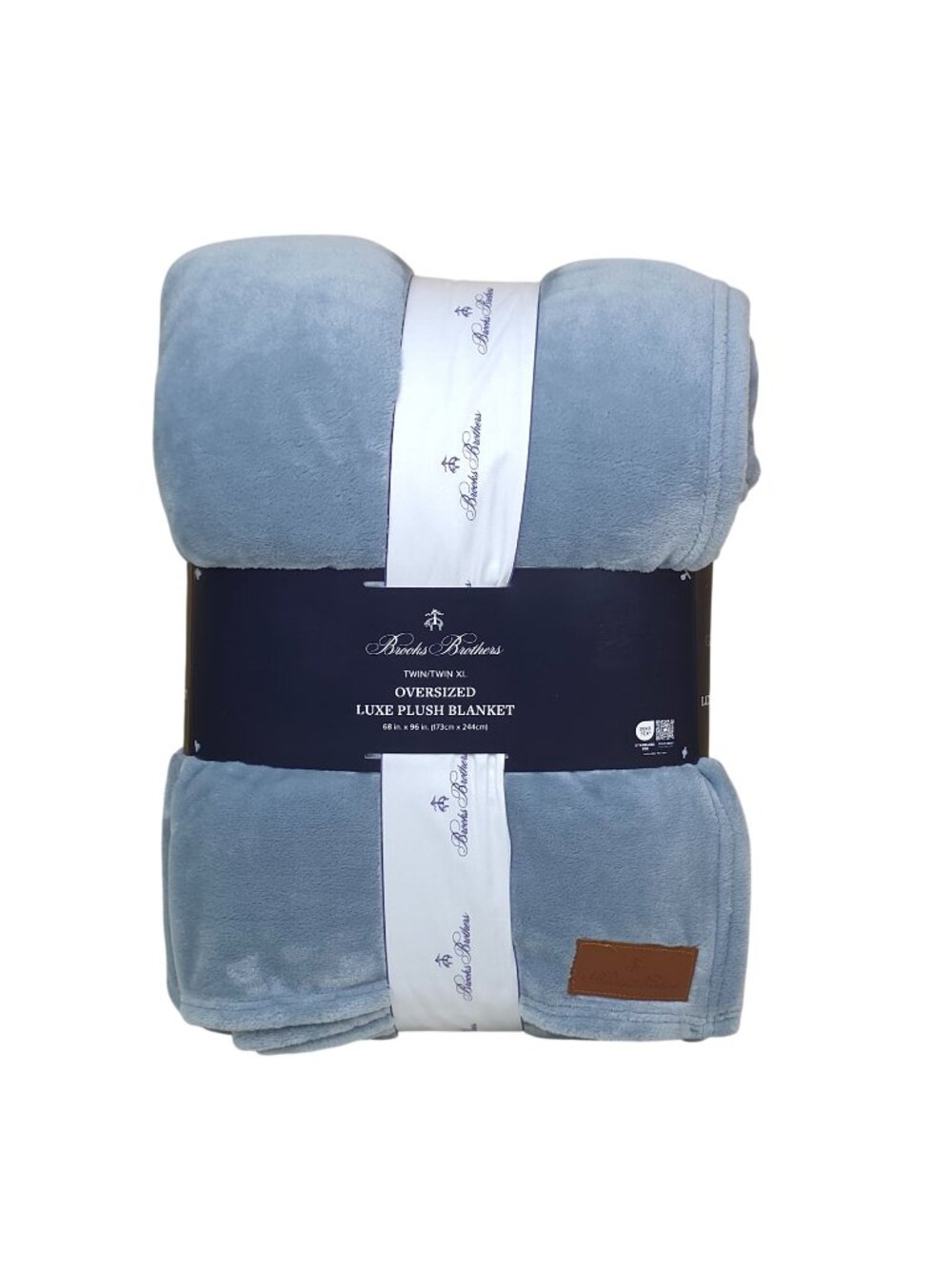 Brooks Brothers Oversized Luxe Plush Blanket Twin XL 68x96 Blue Polyester